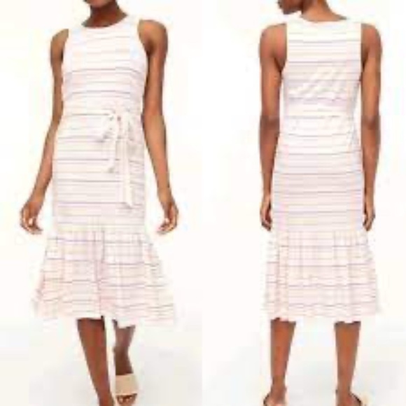 J. Crew Dresses & Skirts - J. Crew Striped Ruffle Hem Sleeveless Midi Dress